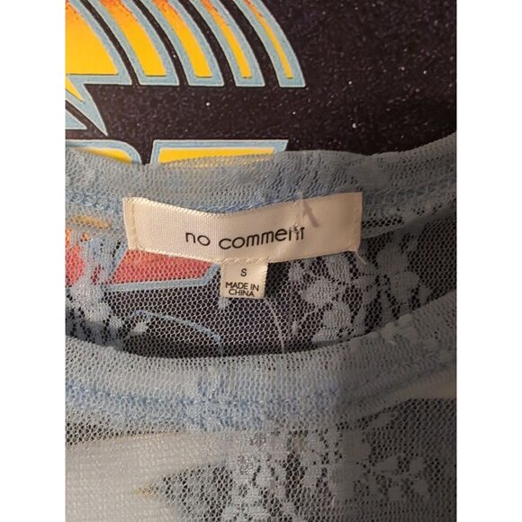 No Comment Juniors See Through Baby Blue Sheer Lace Long Sleeve Size S - Picture 2 of 6